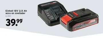 Aanbieding: Einhell 18V 2,5 Ah accu en snellader