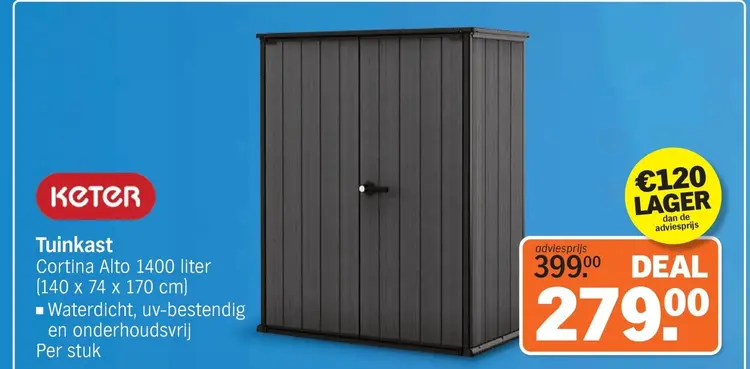 Aanbieding: Keter Tuinkast Cortina Alto 1400 liter