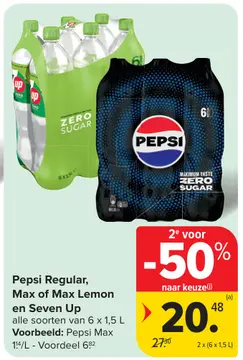 Aanbieding: Pepsi Regular, Max of Max Lemon en Seven Up