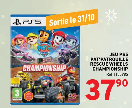 Offre: Jeu PS5 pat'patrouille rescue wheels champion