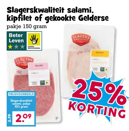 Aanbieding: Slagerskwaliteit salami, kipfilet of gekookte Gelderse