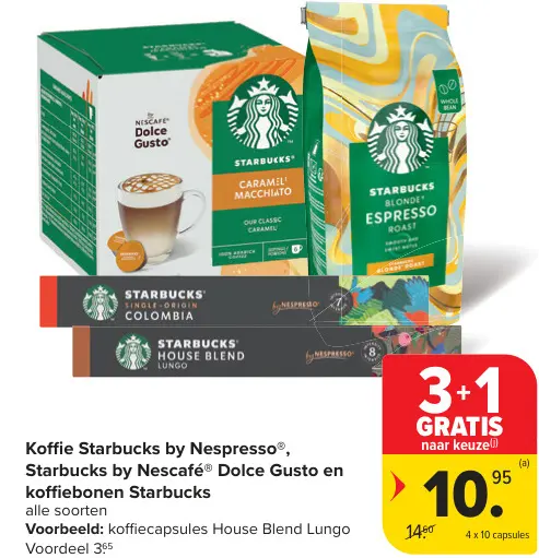 Promotie: Koffie Starbucks by Nespresso, Starbucks by Nescafé Dolce Gusto en koffiebonen Starbucks