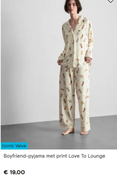 Aanbieding: Love To Lounge Boyfriend-pyjama met print Love To Lounge