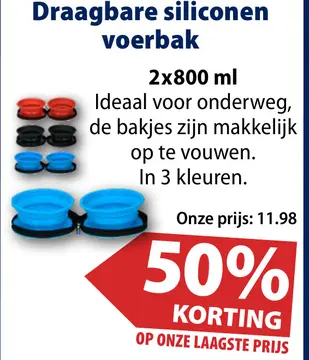 Aanbieding: Draagbare siliconen voerbak