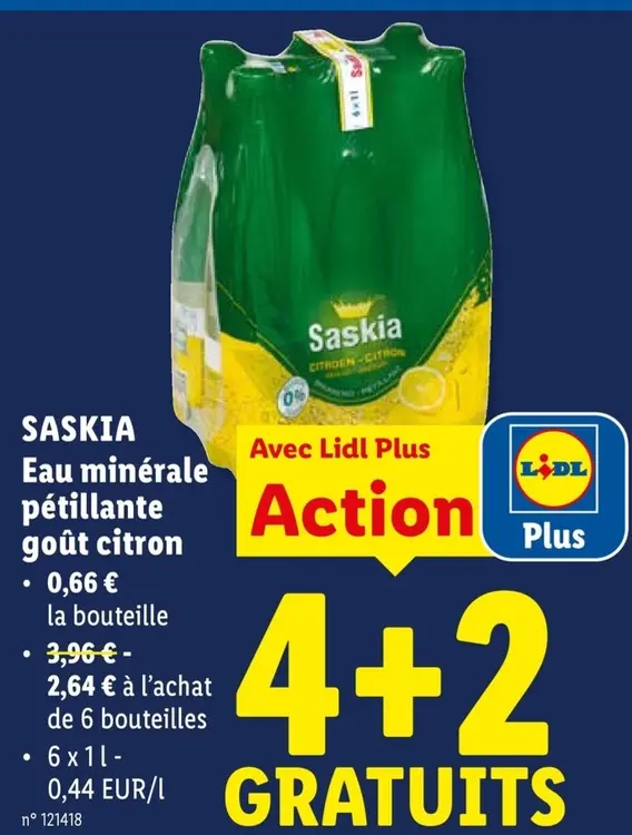Offre: Eau minérale pétillante goût citron