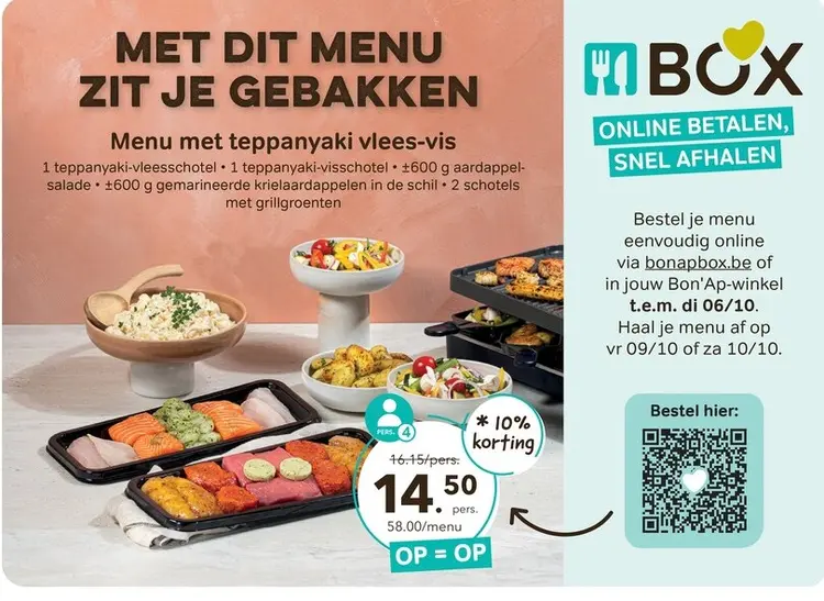 Promotie: Menu met teppanyaki vlees-vis