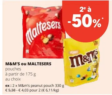 Offre: M&M'S ou MALTESERS pouches