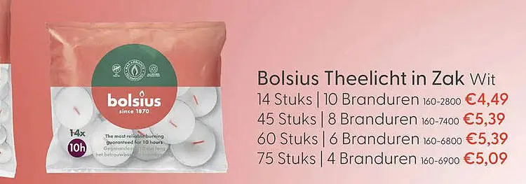 Aanbieding: Bolsius Theelicht in Zak Wit