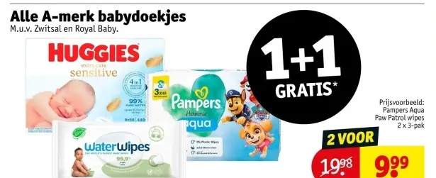 Aanbieding: Alle A-merk babydoekjes