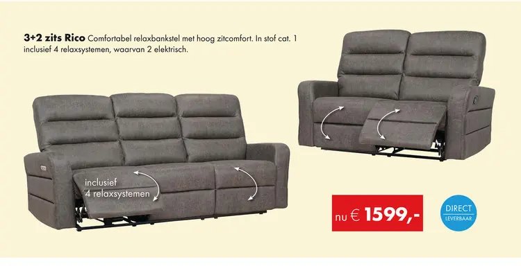 Aanbieding: Rico 3+2 relaxbankstel