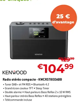 Offre: Radio stéréo compacte - KWCRST80DABB