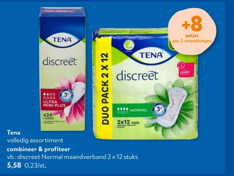 Promotie: Volledig assortiment discreet Normal maandverband