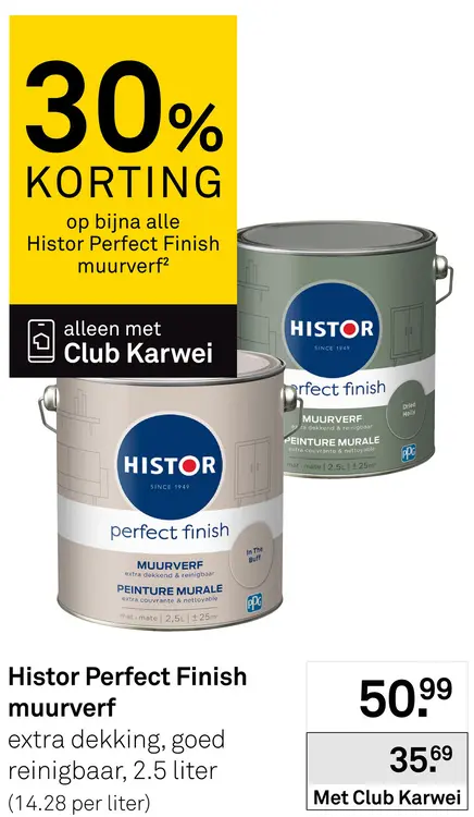 Aanbieding: Bijna alle Histor Perfect Finish muurverf
