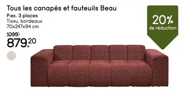 Offre: Tous les canapés et fauteuils Beau