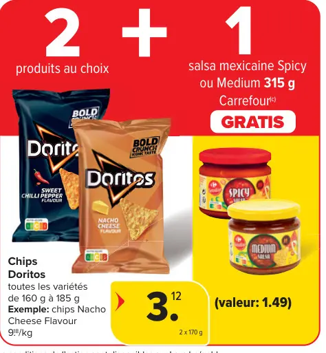 Offre: Chips Doritos + salsa mexicaine Spicy ou Medium 