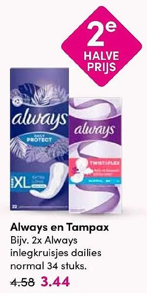 Aanbieding: Always en Tampax