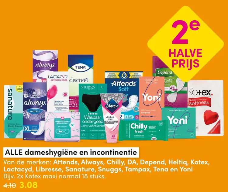 Aanbieding: Alle dameshygiëne en incontinentie
