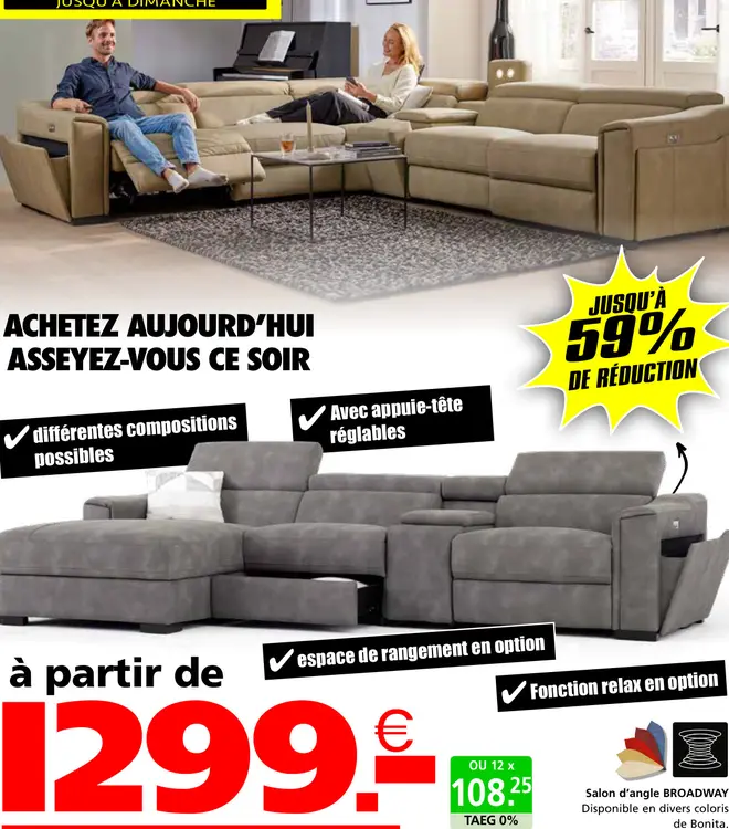 Offre: Salon d'angle BROADWAY