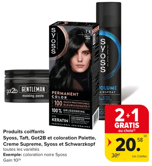 Offre: Produits coiffants