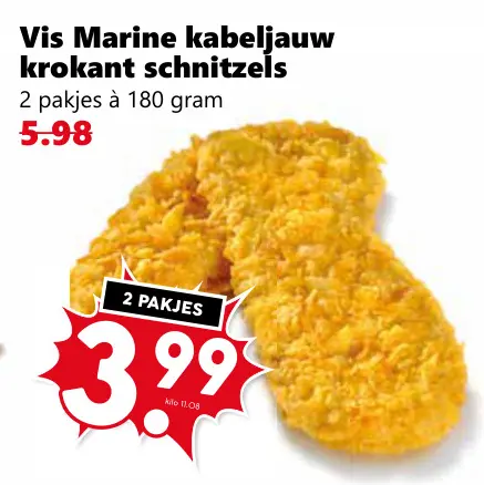 Aanbieding: Vis Marine kabeljauw krokant schnitzels