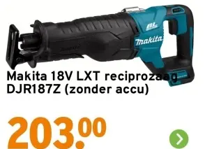 Aanbieding: 18V LXT reciprozaag DJR187Z (zonder accu)
