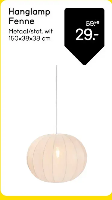 Aanbieding: Hanglamp Fenne ovaal - wit metaal - E27 - 150xØ38 cm