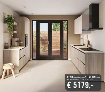 Aanbieding: RENO Eiken Bergamo/ LINCOLN Zand - keuken