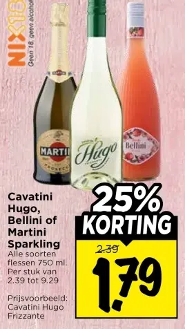 Aanbieding: Cavatini, Hugo, Bellini of Martini Sparkling
