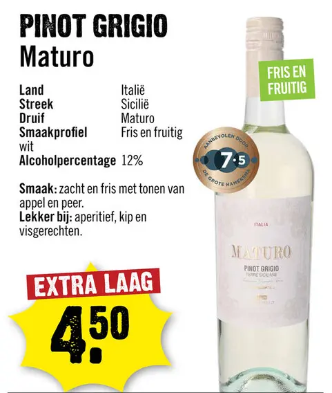 Aanbieding: Maturo Pinot Grigio 75 cl