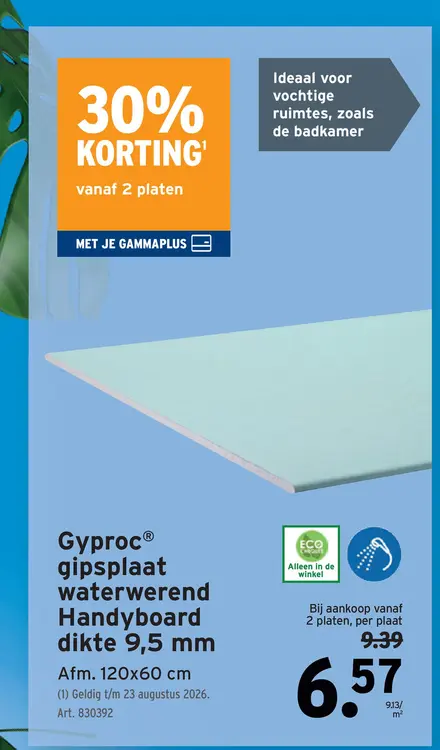 Promotie: Gyproc gipsplaat waterwerend Handyboard