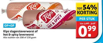 Aanbieding: Kips slagersleverworst of hot & spicy leverworst