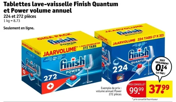 Offre: Tablettes lave-vaisselle Quantum et Power volume annuel