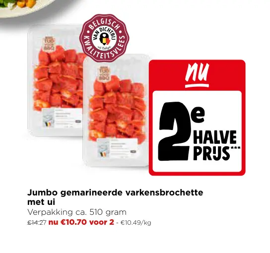 Promotie: Gemarineerde varkensbrochette met ui