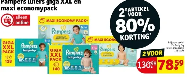 Promotie: Pampers luiers giga XXL en maxi economypack