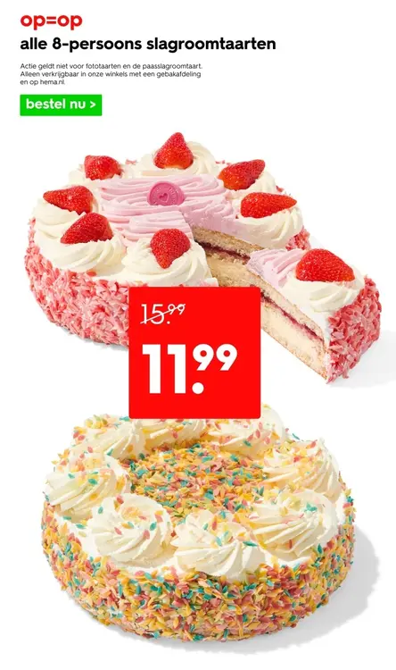 Aanbieding: Alle 8-persoons slagroomtaarten