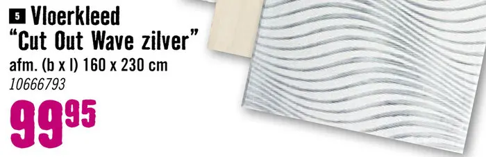Aanbieding: Vloerkleed "Cut Out Wave zilver"