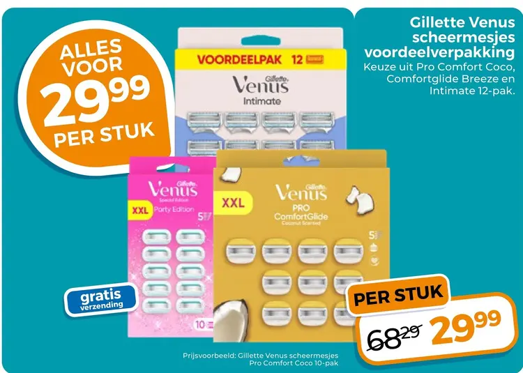 Aanbieding: Gillette Venus scheermesjes voordeelverpakking