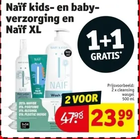 Promotie: Naïf kids- en baby-verzorging en Naïf XL