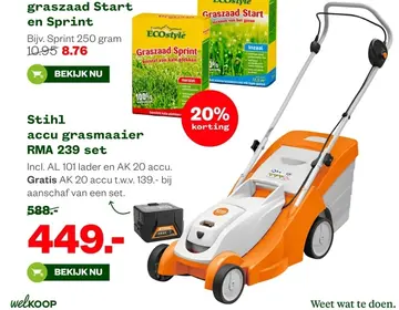 Aanbieding: Stihl accu grasmaaier RMA 239 set