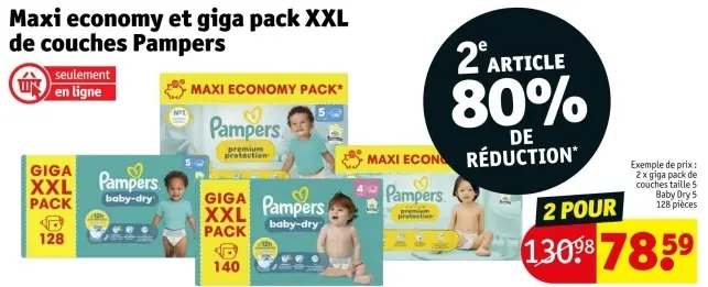 Offre: Maxi economy et giga pack XXL de couches