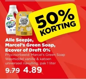 Aanbieding: Alle Seepje, Marcel's Green Soap, Ecover of Dreft 0%