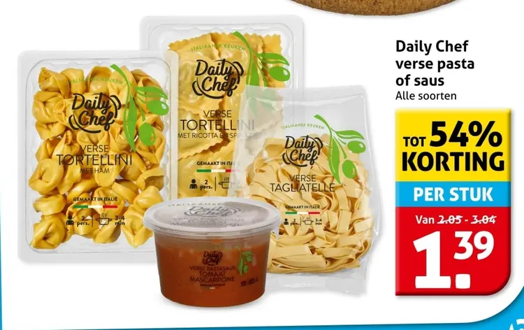 Aanbieding: Daily Chef verse pasta of saus