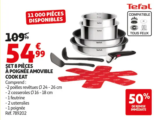 Offre: Set 8 pièces à poignée amovible cook eat
