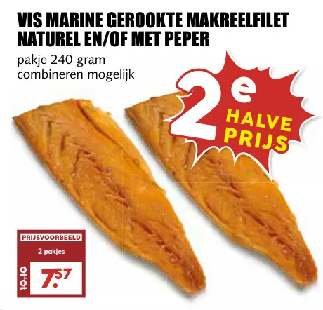 Aanbieding: Vis marine gerookte makreelfilet naturel en/o