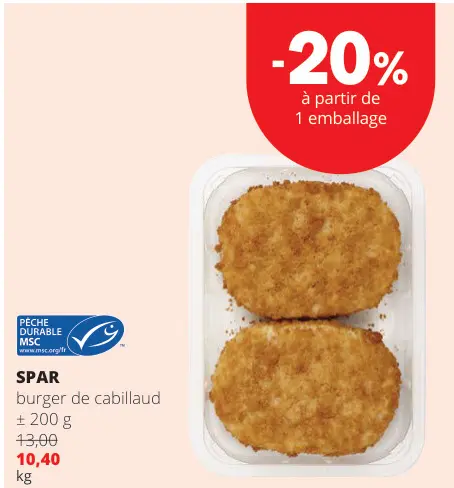 Offre: Burger de cabillaud