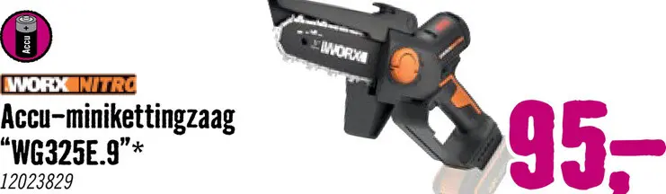 Aanbieding: WORX Accu Kettingzaag 20 V WG325E.9