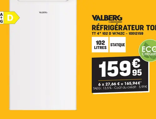 Offre: Réfrigérateur tt 4* 102 d w742c