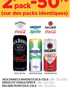 Offre: Jack daniels whiskey/Coca-Cola - ABSOLUTe vod