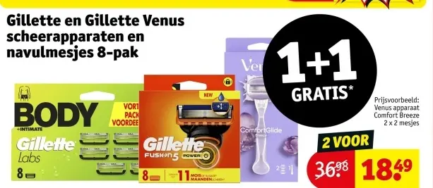 Aanbieding: Gillette en Gillette Venus scheerapparaten en navulmesjes