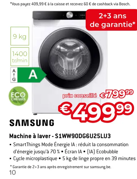 Offre: Machine à laver - S1WW90DG6U25LU3